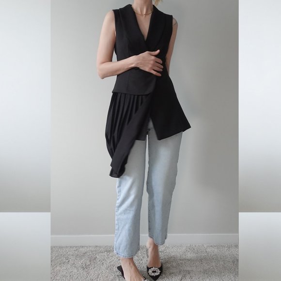 Actuel Black Double Breasted Asymmetrical Vest Size S - Picture 8 of 10